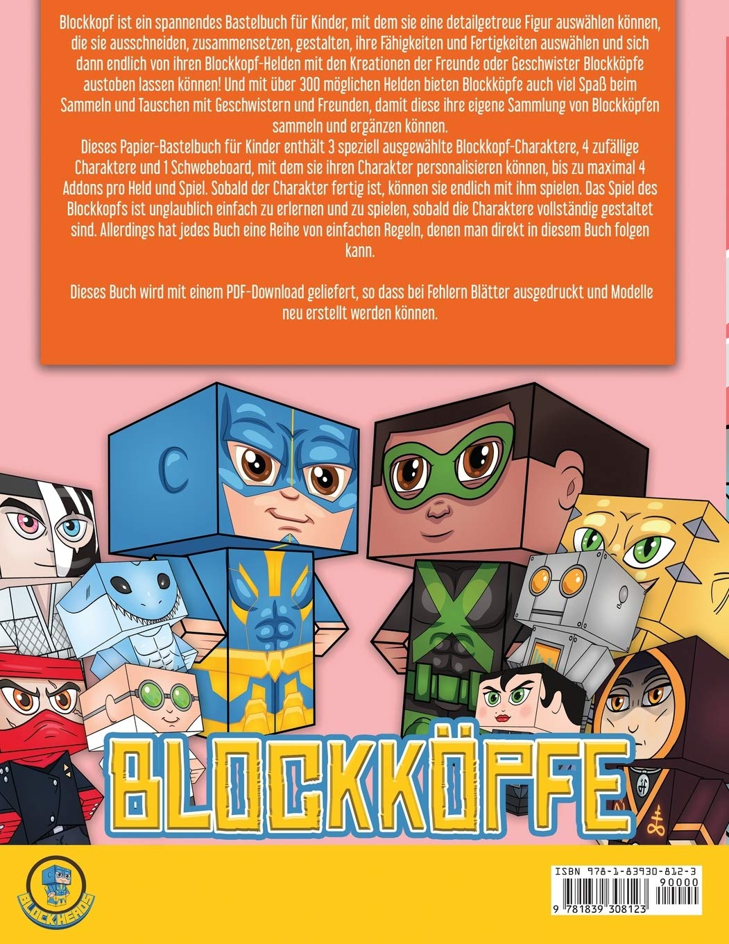 Einfache Kunst fur Kinder (Blockkoepfe - Der Ursprung von Hoshiko): Dieses Blockkoepfe Papier -Bastelbuch fur Kinder kommt mit 3 speziell ausgewahlten ... 4 zufalligen Charakteren und 1 Schwebeboard