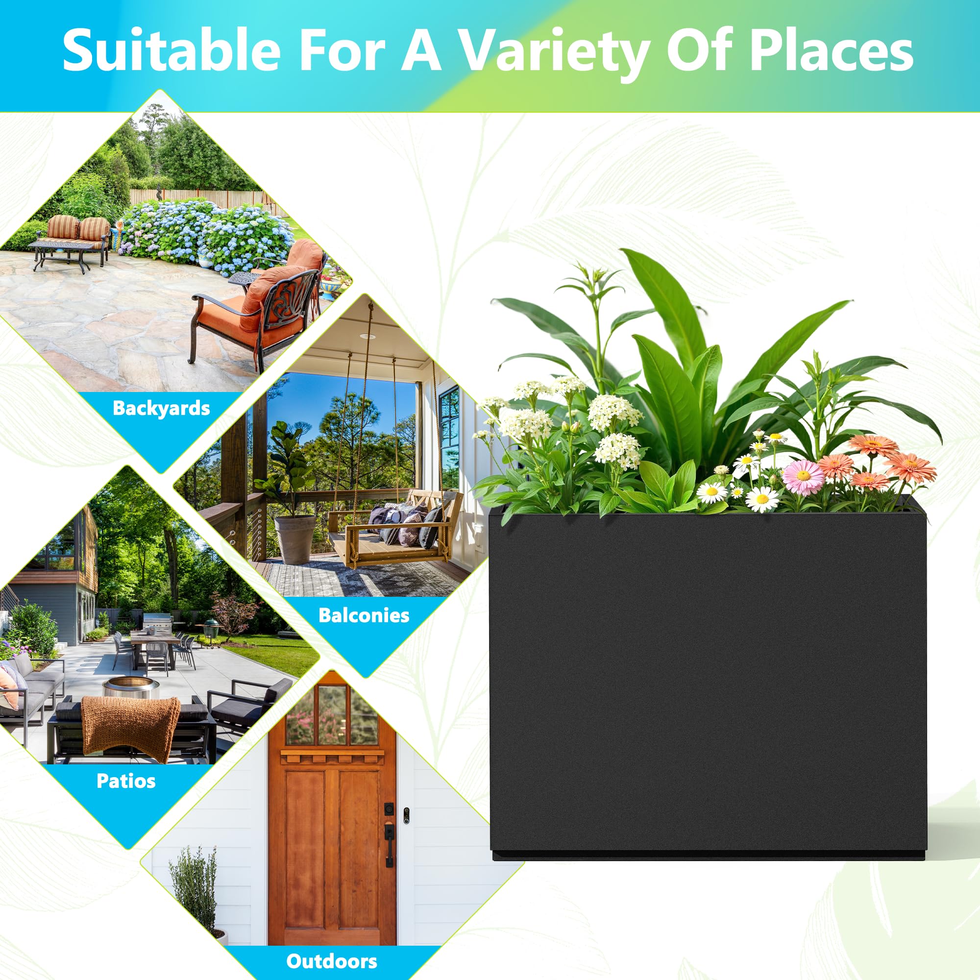 Snapklik.com : FENCY Metal Planter Box, Large Rectangular Planters For ...