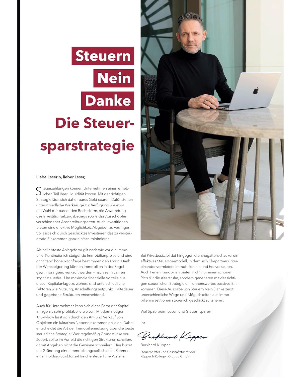 Burkhard Küpper - Steuern Nein Danke - Das Magazin | Steuern sparen mit Immobilien | Im Interview: Hermann Scherer | Smartes Investment - Immobilien im Ausland | Augen auf beim Immobilienkauf - Tipps