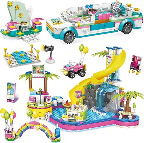 Juego de bloques de construcción para niñas y amigos, juego de construcción de autos con música Pop Star, con caja de almacenamiento portátil, es un