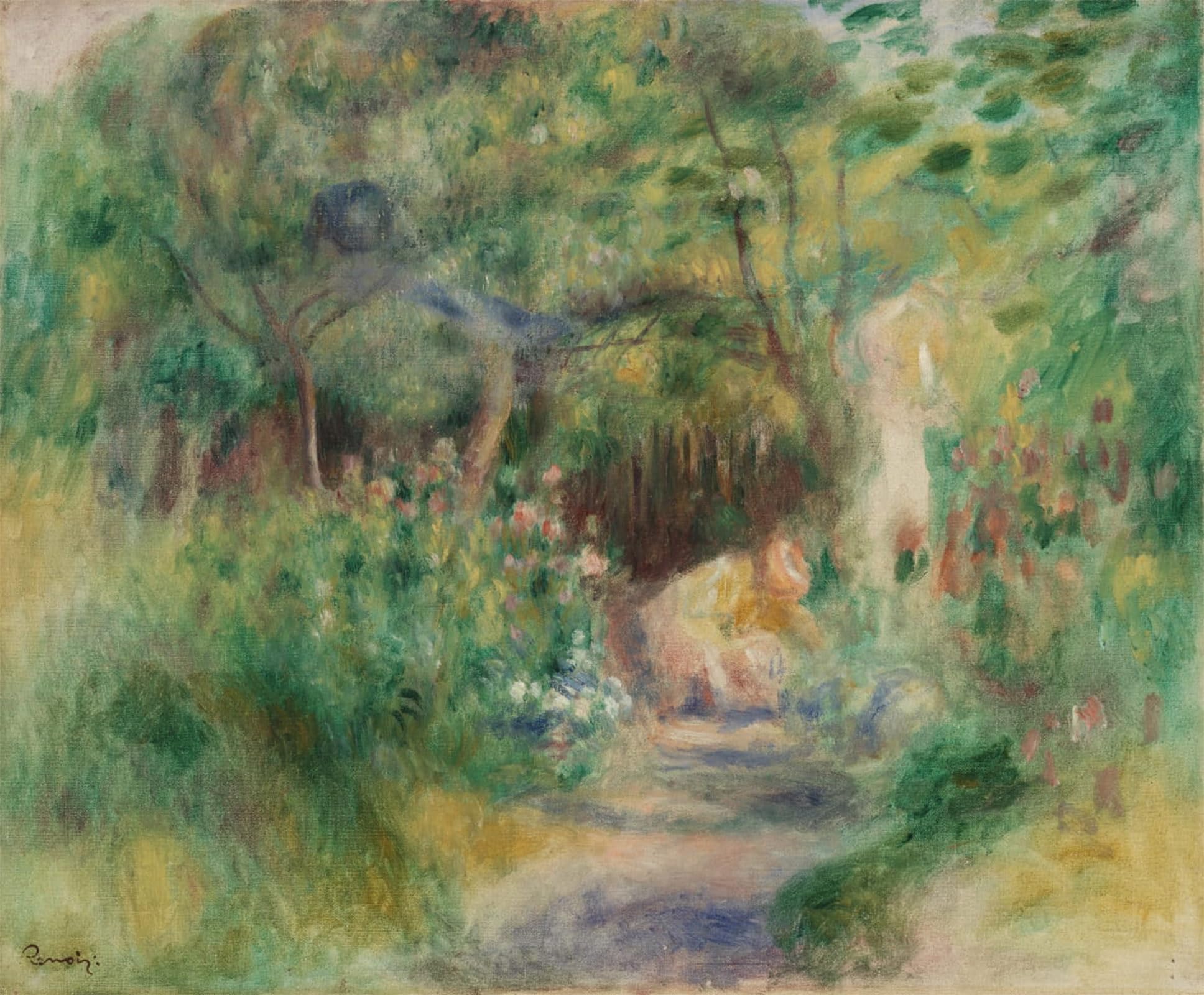 POSTERIIk Vintage Print Pop Art Landscape Artwork Landscape with Woman Gardening by Pierre Auguste Renoir Art Prints for Office Home Decor 60x90cm