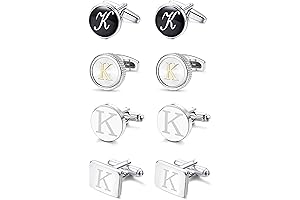 4Pairs Men's Initial Letter Shirts Cufflinks Set