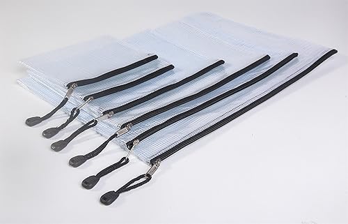 Miniatura 2 de oxe Bolsa de viaje de 6 piezas, bolsa de documentos, bolsas de archivos (negro, transparente, PVC, tamaño carta, 6 tamaños 15.4 x 11, 13.4 x 9.4,