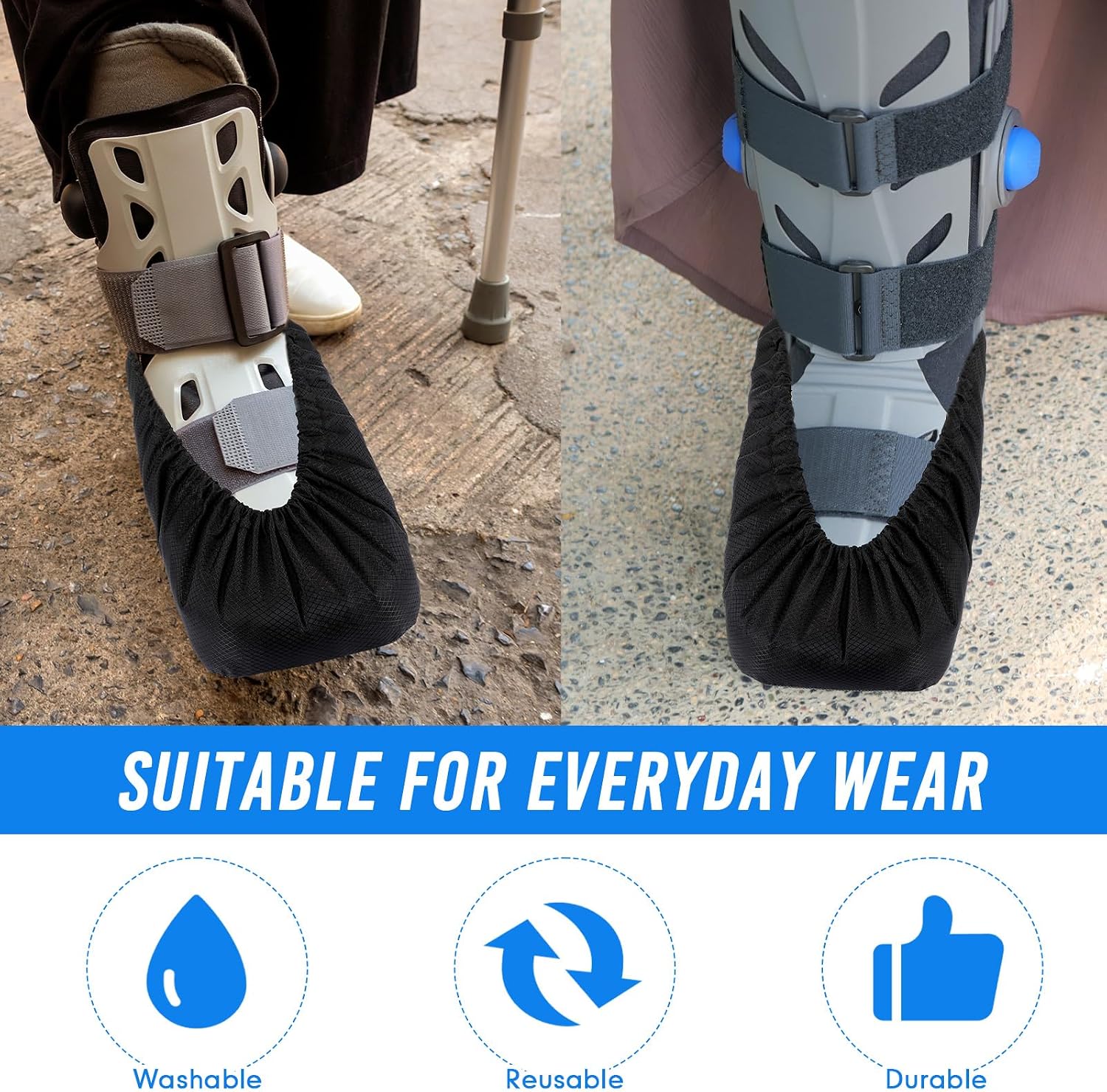 Shyyween 2 Pcs Air Cam Walking Boot Covers Waterproof, Black, Medium