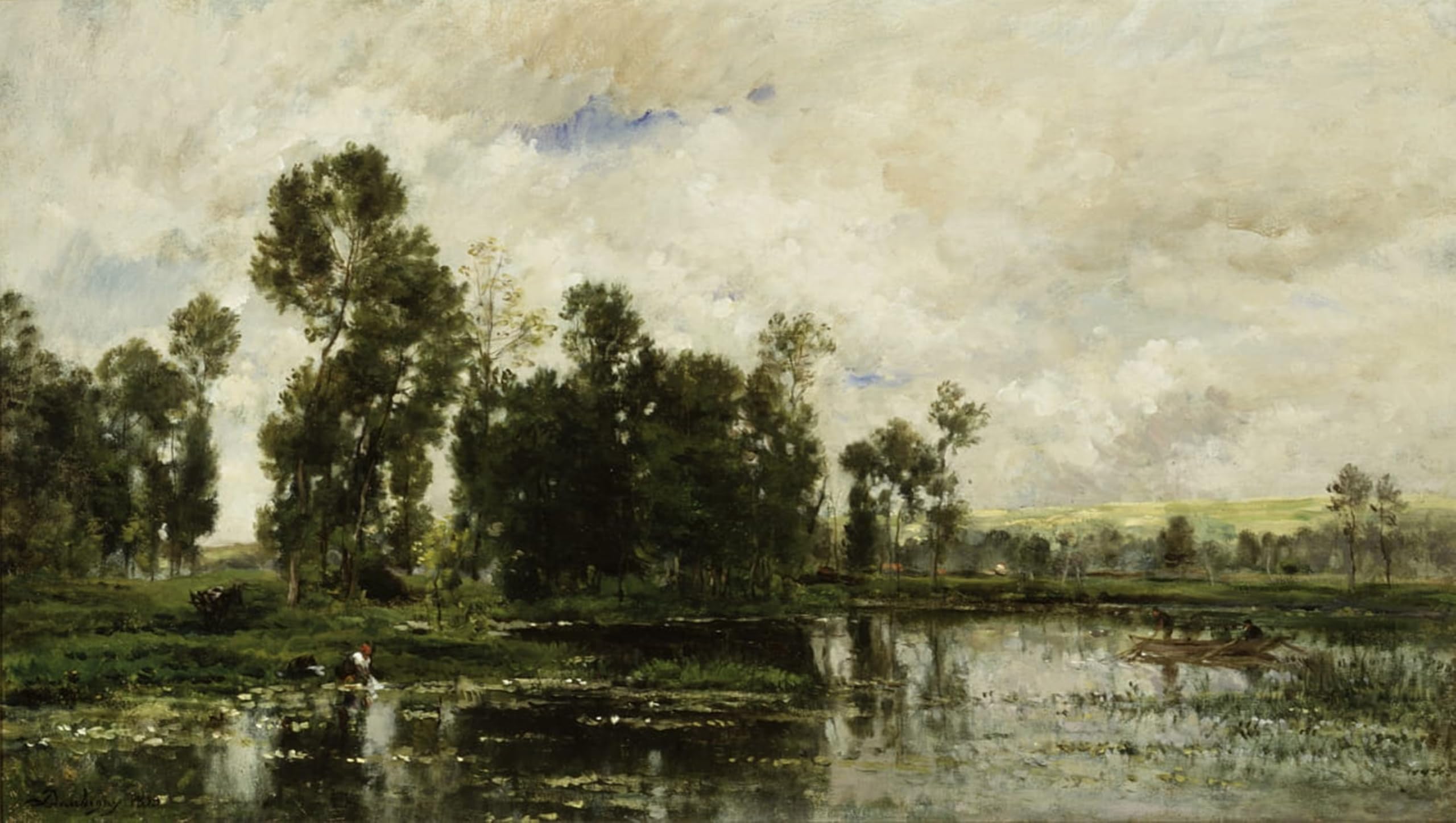 ARTXLXXBN Famous Print Painting Colorful Art Print the Edge of the Pond by Charles Francois Daubigny Canvas Art Decorations for Home Decor 60x90cm