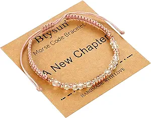 Btysun Morse Code Bracelets for Women Christmas Gift Stocking Stuffers for Teens Pink Braided Bracelets Inspirational Best Friend Birthday Gifts for Her High School Graduation Gifts for Her 2025 Mom Bracelet Jewelry