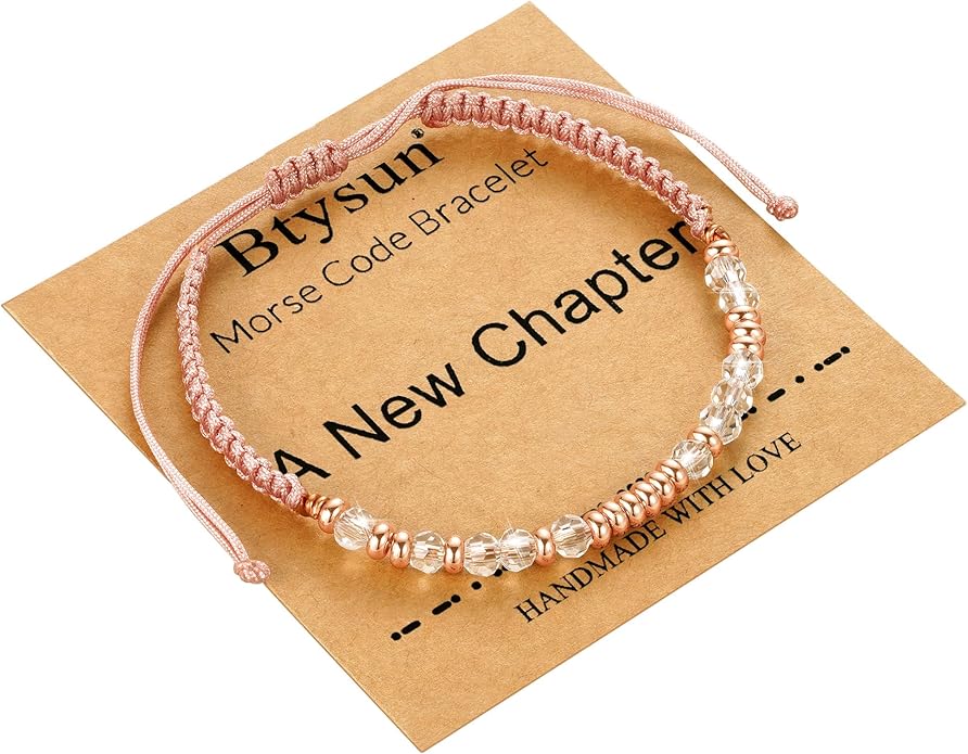 Btysun Morse Code Bracelets for Women Christmas Gift Stocking Stuffers for Teens Pink Braided Bracelets Inspirational Best Friend Birthday Gifts for Her High School Graduation Gifts for Her 2025 Mom Bracelet Jewelry