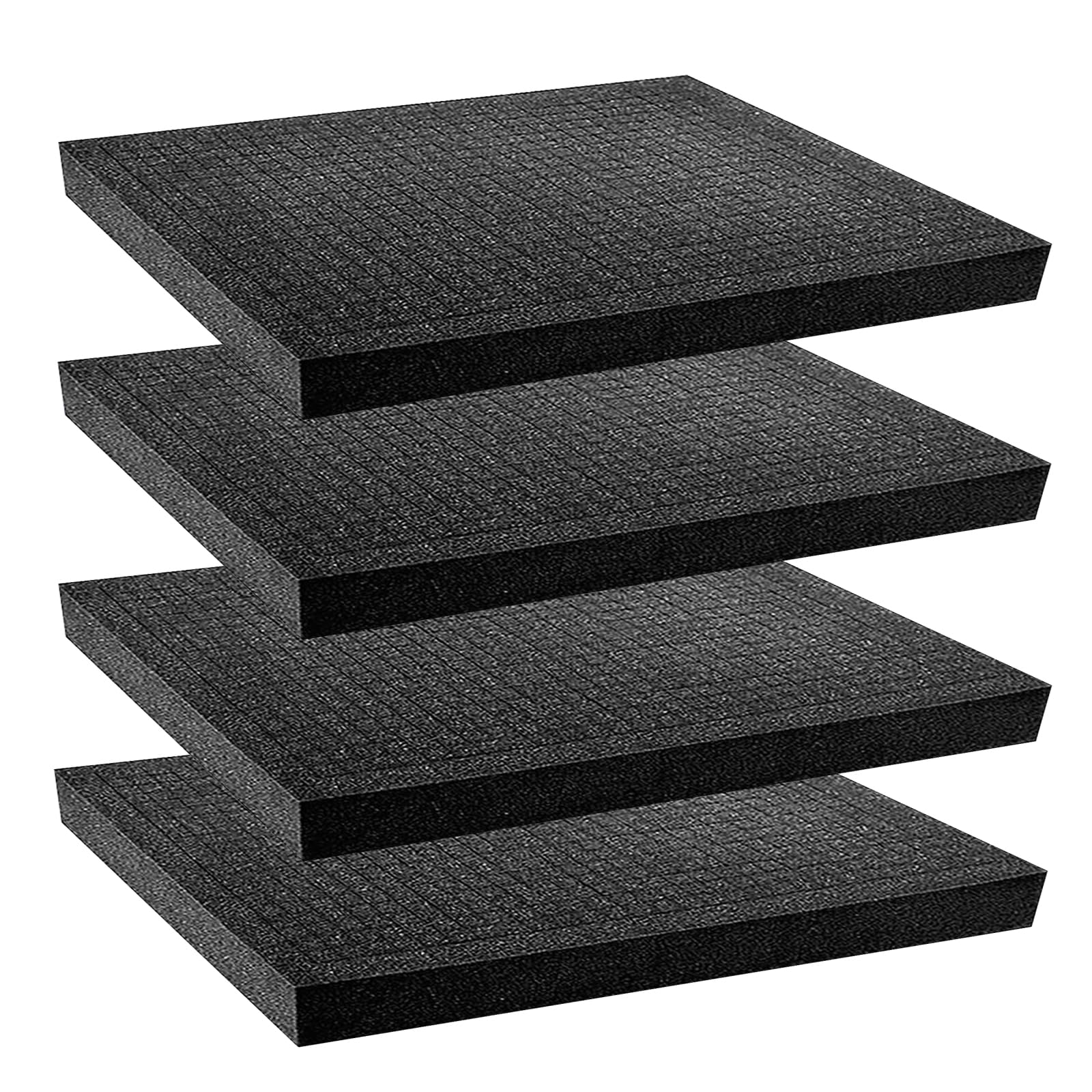 8-teiliges Rasterschaumstoff-Set – 4x 305x305x25 Mm + 4x 305x305x10 Mm, Individuell Zuschneidbar Für Werkzeugkoffer & Schutzboxen