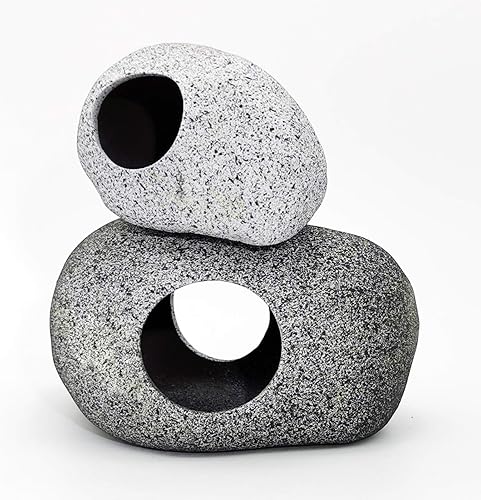 Miniatura 10 de JIH Decoraciones de acuario de roca, refugios de cerámica - Hábitat de camarones, tubo de reproducción, cueva oculta, cueva apilable para decoración