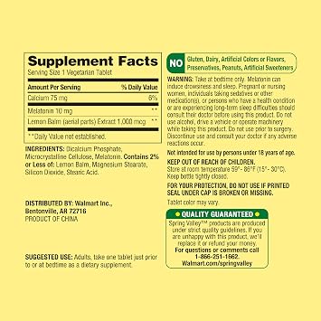Maker Explorador Spring Valley Extra Strength Melatonin Tablets Dietary Supplement Value Size, 10 mg, 240 Count and Card Gift