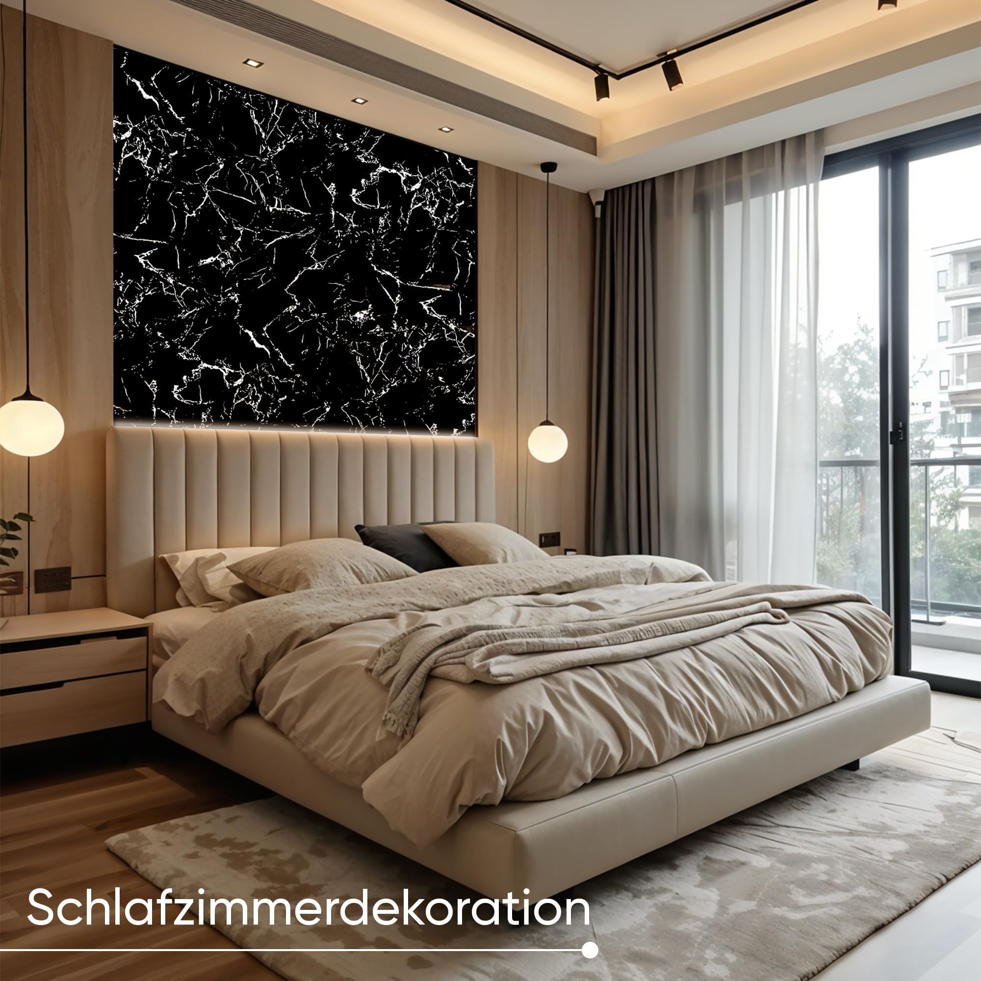 PVC Wandpaneele in Marmoroptik | 60x120 cm | 2 Stück | PVC Wandverkleidung aus Kunststoffplatten für Küche, Bad & mehr | Küchenrückwand Platte Wandpaneel (2, Schwarz Weiß)