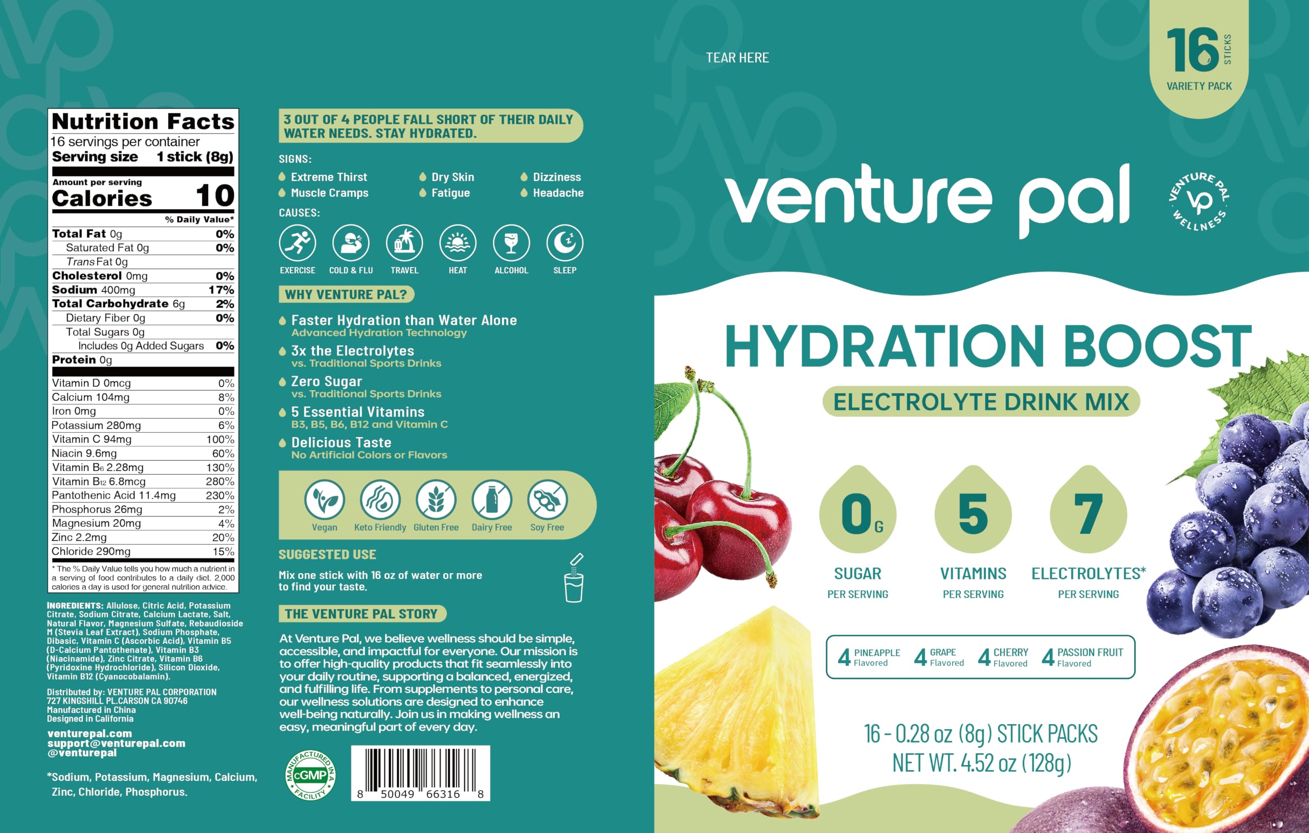 Venture Pal Sugar Free Electrolyte Packet, Liquid Daily IV Hydration Powder — Amazon image 9