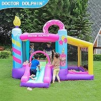Vista 12 de Doctor Dolphin Castillo inflable de salto con túneles para niños pequeños de 3 a 8 años