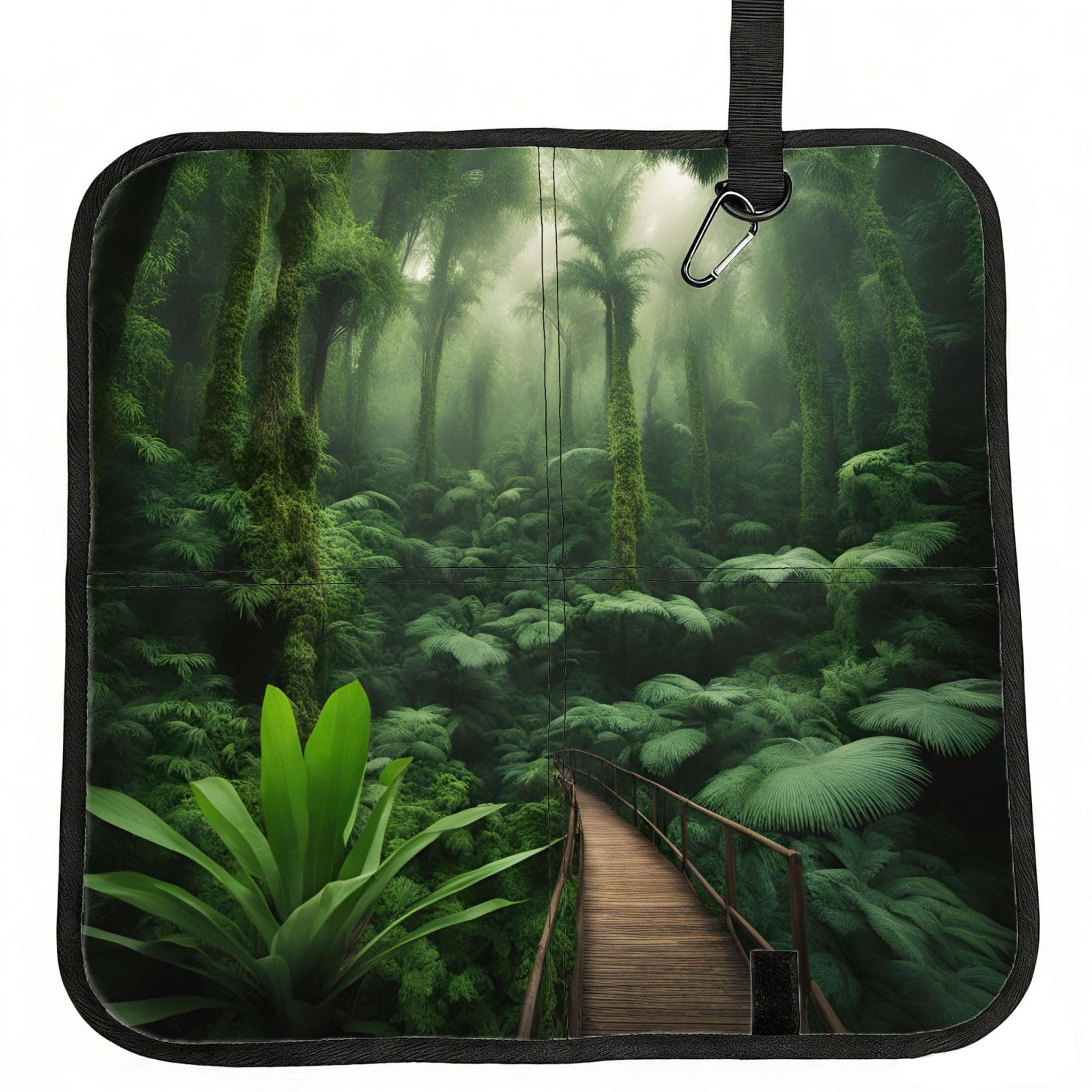 UVBDF Tropical Rainforest Print Outdoor Sitting Cushion Folding Seat Pad Compact Portable Picnic Bench Cushion Mat