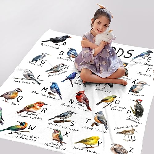 Miniatura 6 de Manta de pájaros divertida de forro polar, suave y acogedora, para regalo, decoración de pícnic para niños y niñas, para habitación, sofá, casa,