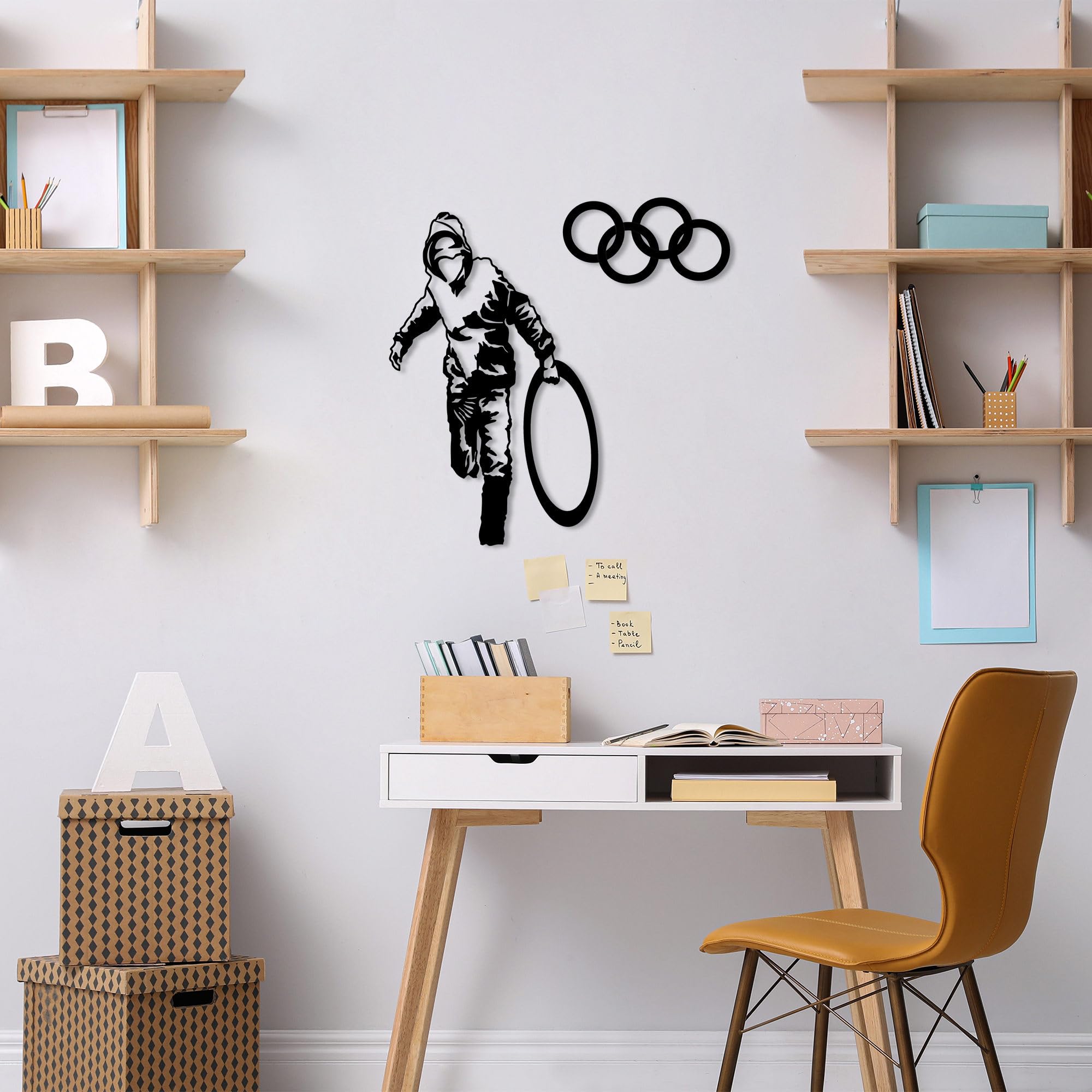 Stylish Black Decorative Metal Wall Accessory, 62 x 61 cm, 100% Metal, 1.5 mm Thick, Easy Wall Mounting, Perfect for Modern Home Decor