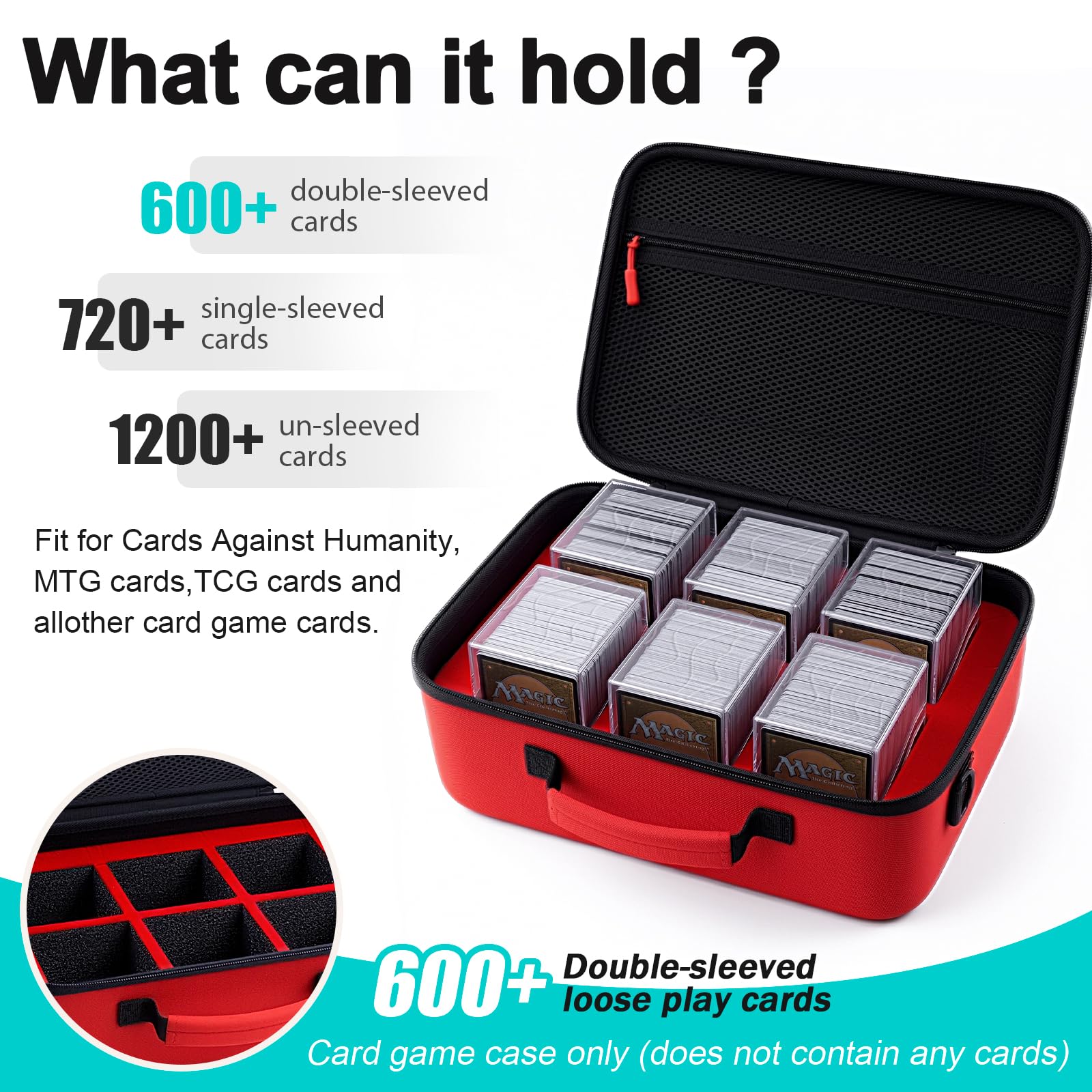 Boîte de rangement pour cartes à collectionner MTG, lot de 6 étuis transparents Commander pouvant contenir plus de 600 cartes à pochettes avec 6 intercalaires, convient pour CCG TCG Sports