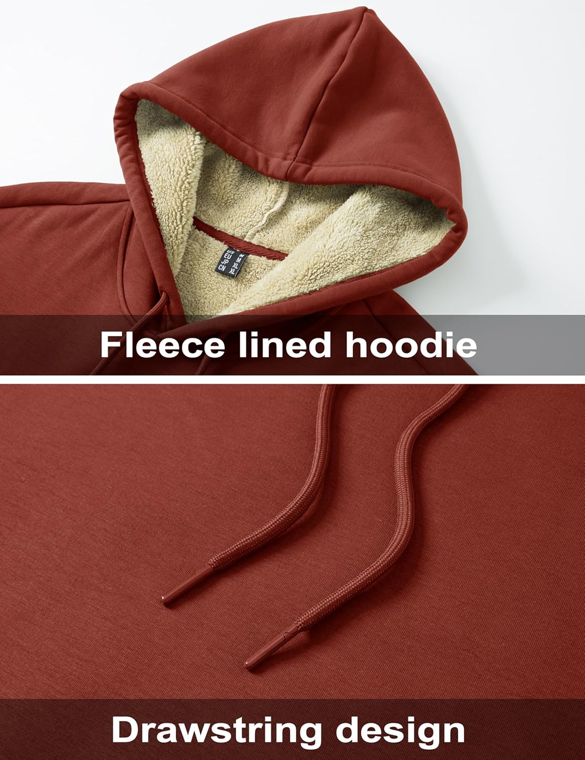 MAGCOMSEN Men's Hoodie Pullover Fleece Sweatshirts Heavyweight Sherpa Lined Thick Warm Winter Hoodies with Kangaroo Pocket - Image 6