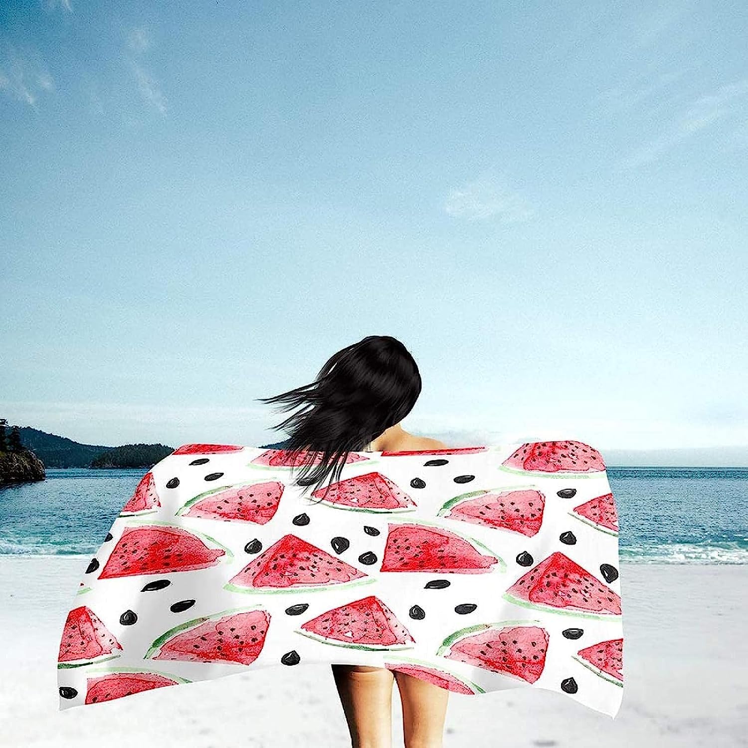 Telo Mare 3D Anguria Dei Cartoni Animati 200 X 200 Cm, Telo Da Bagno, Telo Da Spiaggia In Microfibra. Asciugamano Ultra Leggero E Ad Asciugatura Rapida Per Sport, Coperta Da Spiaggia, Coper -5A8A+V7P