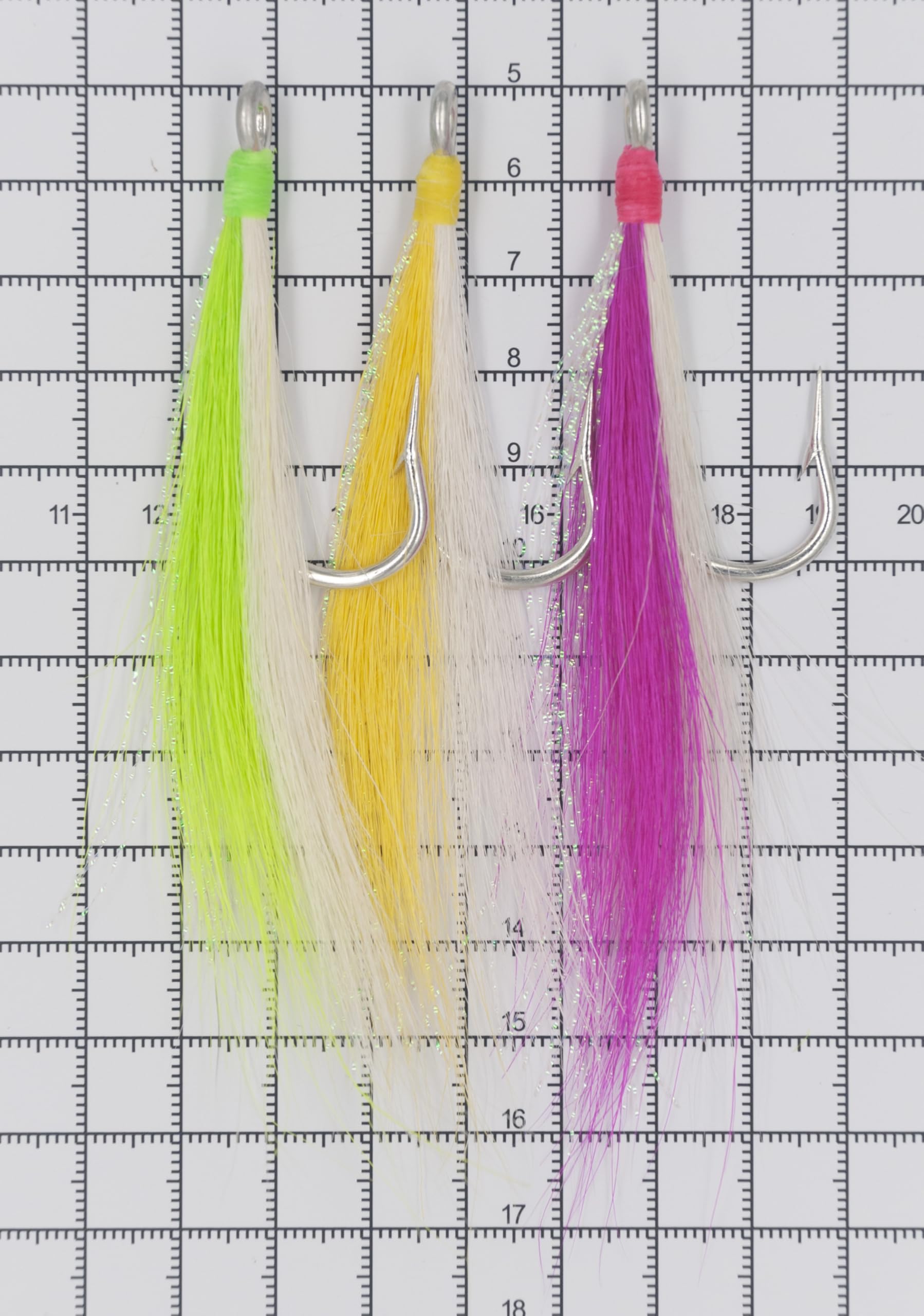 Xubbwov Bucktail Teasers Saltwater Fishing Hooks 9 pcs Multi-Color (Green Yellow Pink)