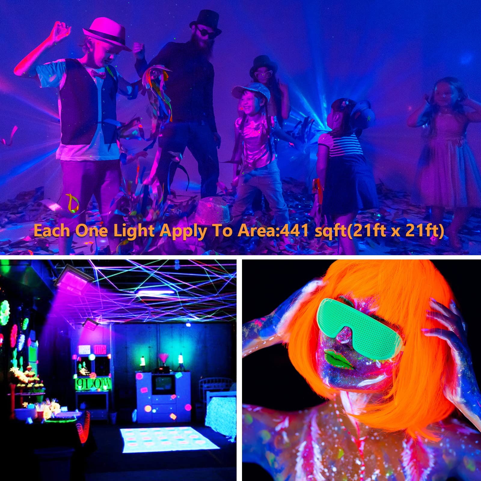 CREATESTAR Blacklight-schijnwerper, 100 W, led-zwartlichtspot met schakelaar, 395-405 nm, uv-spot voor bar, IP66 waterdicht, blacklight lamp, Halloween, Kerstmis, feestdecoratie CREATESTAR Blacklight-schijnwerper, 100 W, led-zwartlichtspot met schakelaar, 395-405 nm, uv-spot voor bar, IP66 waterdicht, blacklight lamp, Halloween, Kerstmis, feestdecoratie