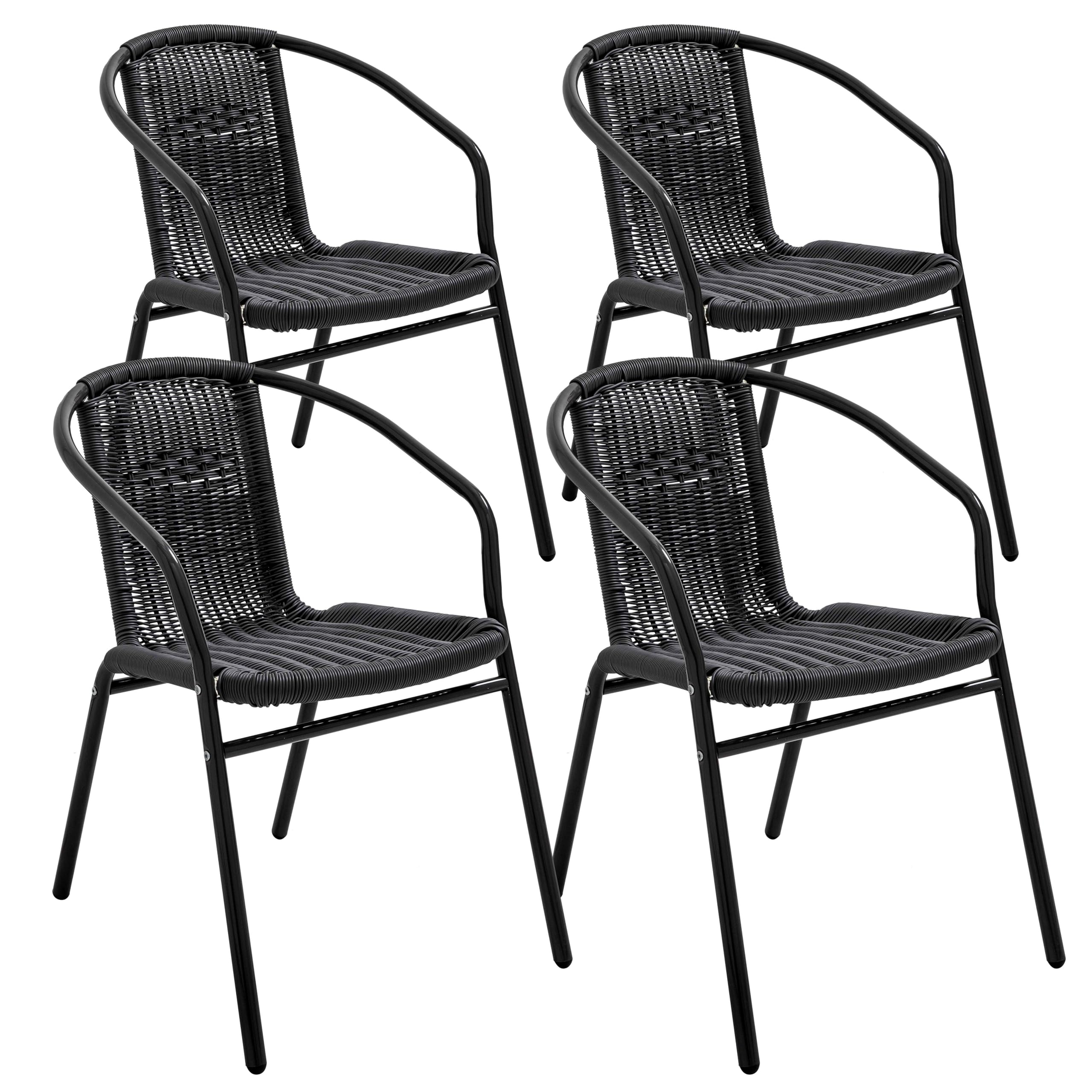 Oviala Lot de 4 fauteuils de Jardin Aluminium et résine Noir