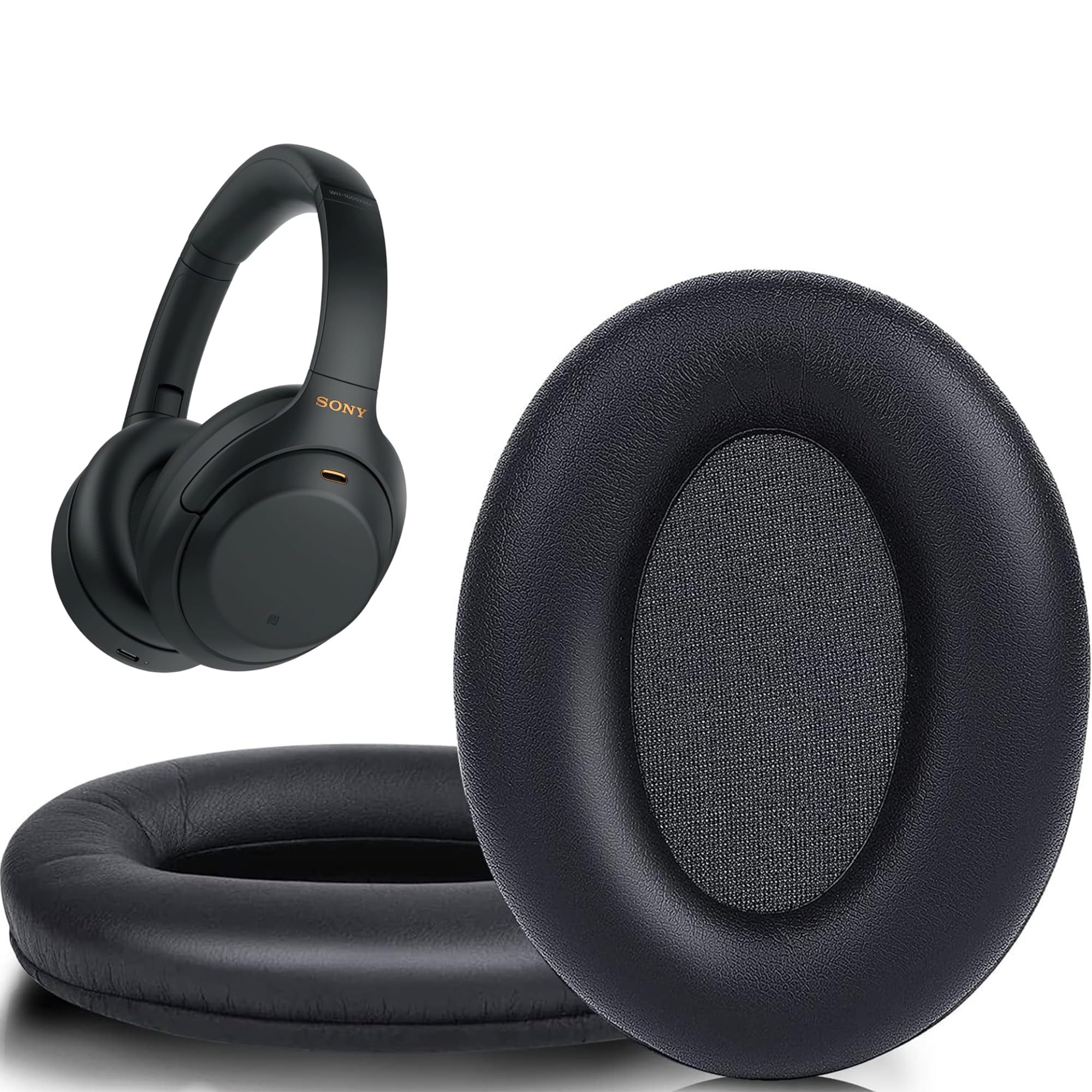Sounce Replacement Earpads Cushions Compatible with Sony WH-1000XM4 (WH1000XM4) Over-Ear Headphones Premium Black Softer Leather Earmuffs with High-Density Noise Cancelling Durable (1 Pair)-image-42