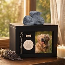 Wooden Dog Urn for Ashes with Photo Frame 24x14x18cm