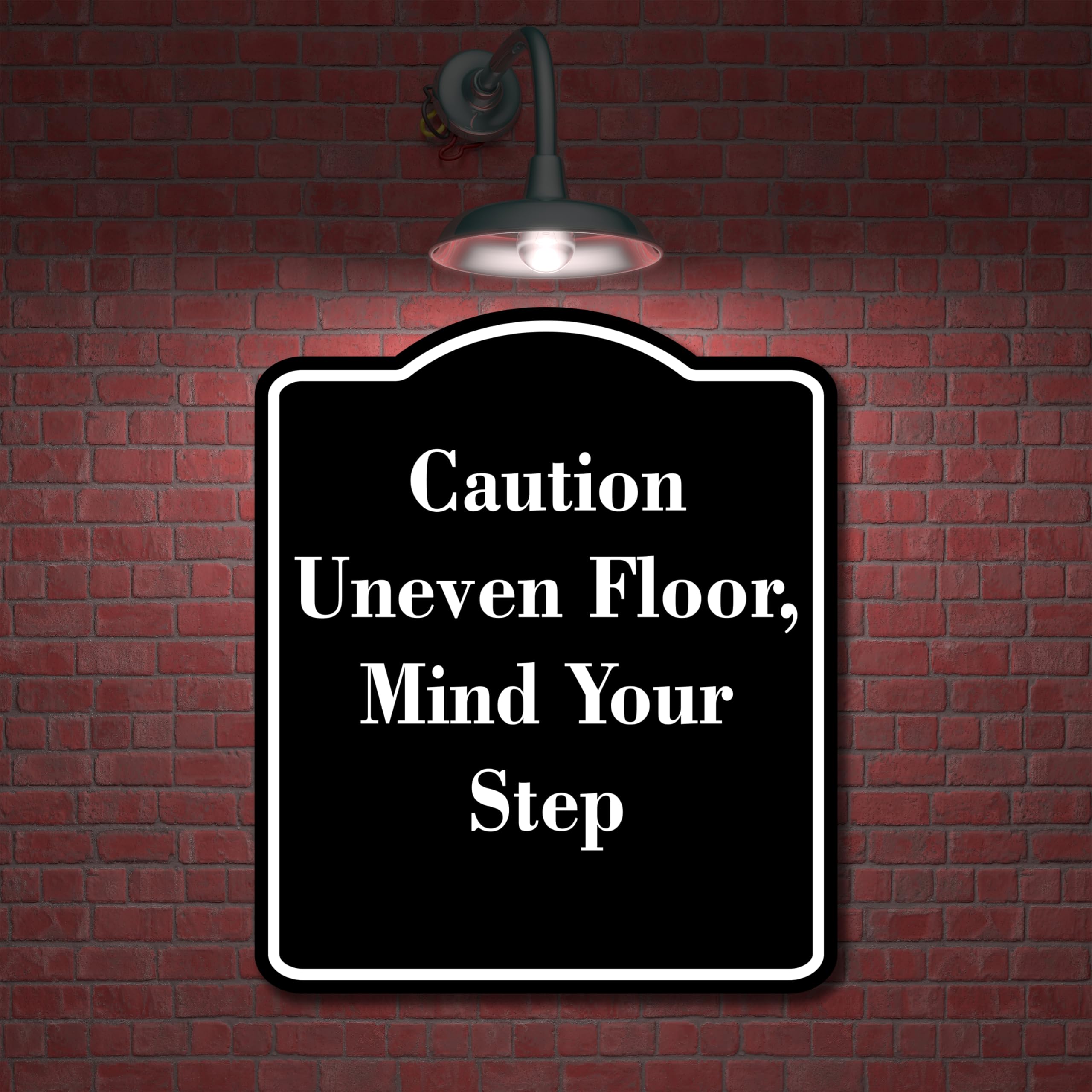 Caution Uneven Floor Mind Your Step BLACK Aluminum Composite Sign 15''x18''