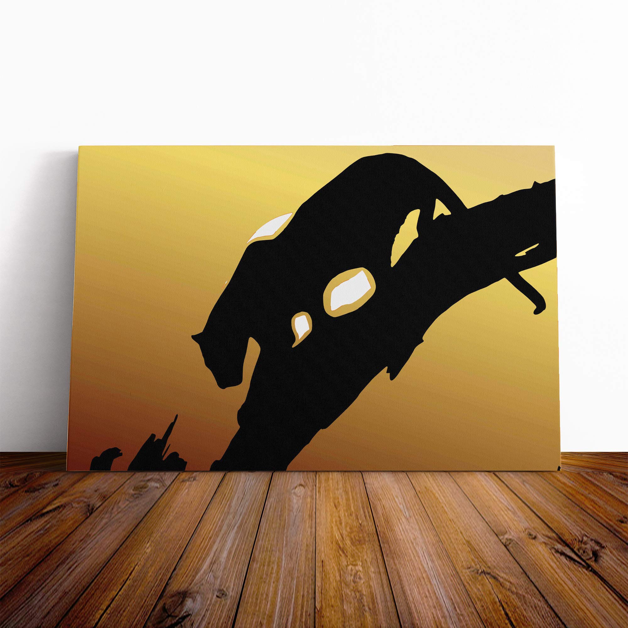 Lioness Lion with Sunset Canvas Print | Gallery Wrapped 30mm Frame Wall Art | 30x20 inches | Ready to Hang | Modern Animals Picture | Living Room Bedroom Lounge Office