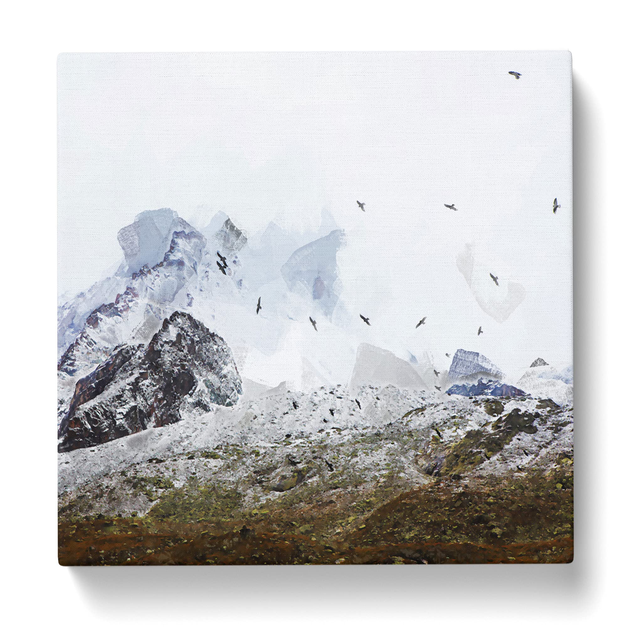 The Swiss Alps with a Flock of Birds Canvas Print, Mixed, 35L x 35W cm - Image 3
