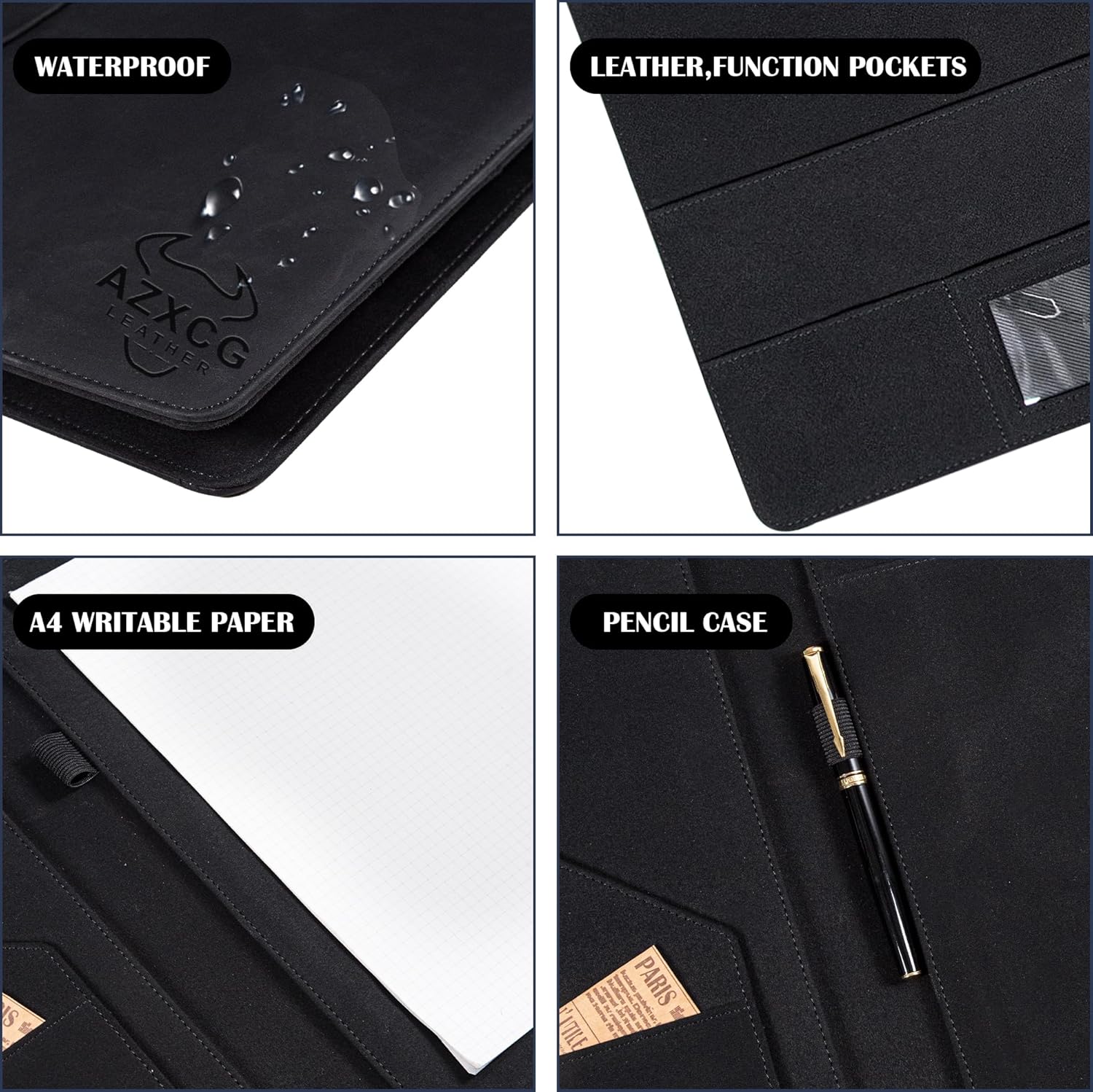 AZXCG Portfolio Binder, Genuine Leather Portfolio for Men and Women,Legal Pads Padfolio, Resume Folder with Card Holder,Business Padfolio for Meetings and Interviews,Gift for Valentine's Day