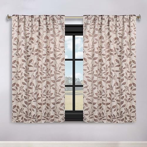 Miniatura 86 de Superior Cortinas opacas, oscurecimiento de la habitación para dormitorio, bloqueo solar, térmicas, cortinas bohemias modernas, colección de hojas