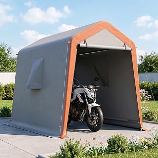 Outsunny Carpa Garaje Portátil 2,4x1,8 m, Garaje Exterior para Coche Impermeable con Puerta Enrollable con Cremallera, Ventanas, Estructura de Metal Galvanizado, UPF30+, Gris Claro