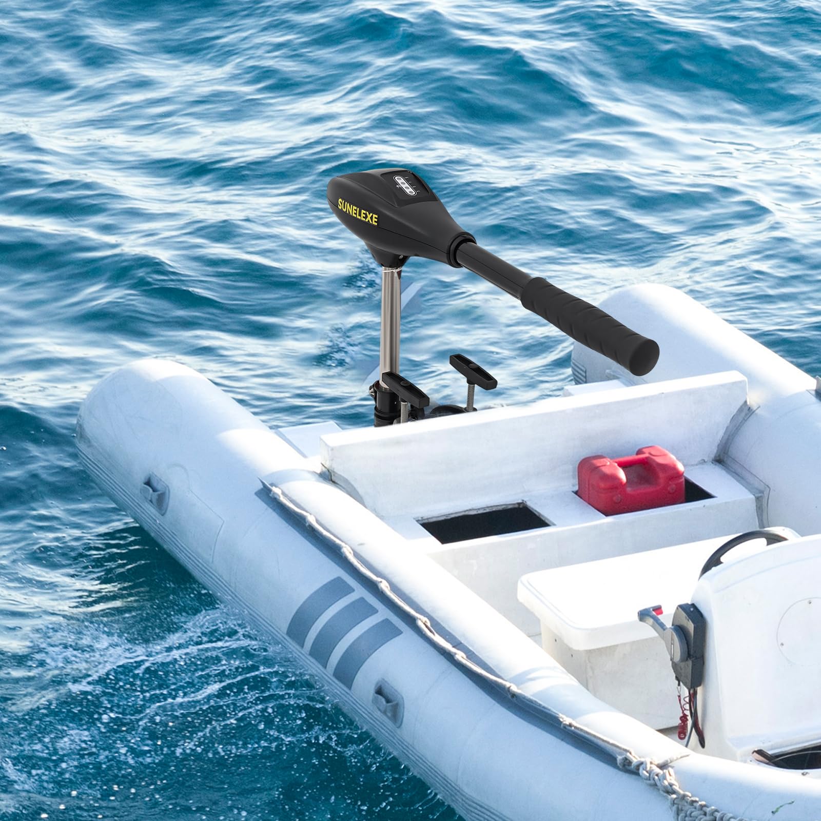 Motore fuoribordo elettrico 12V 58LBS con indicatore batteria per gommoni tender kayak 300kg