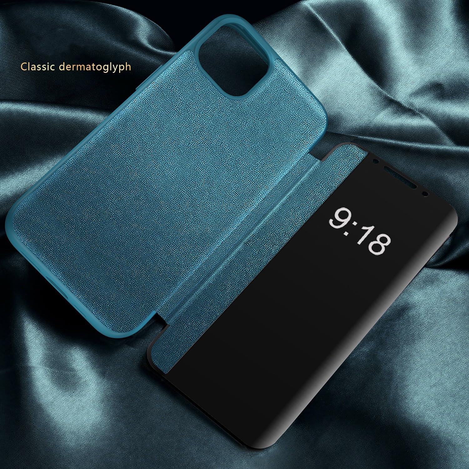 Etui na iPhone 15 Pro Max/15 Plus/15 Pro/15, luksusowe, przezroczyste okno, etui z klapką ze skóry PU, etui na telefon biznesowy, czarne, 15 6,1"