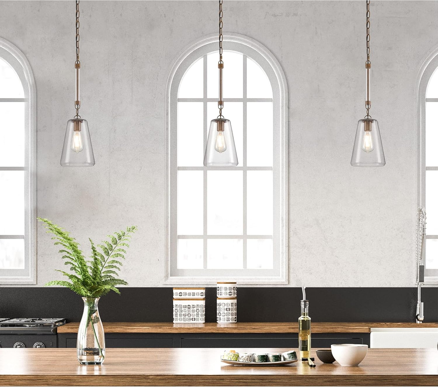 Westinghouse 6130400 Biloxi Craftsman-Style One Light Indoor Mini Pendant, Barnwood Finish, Clear Seeded Glass