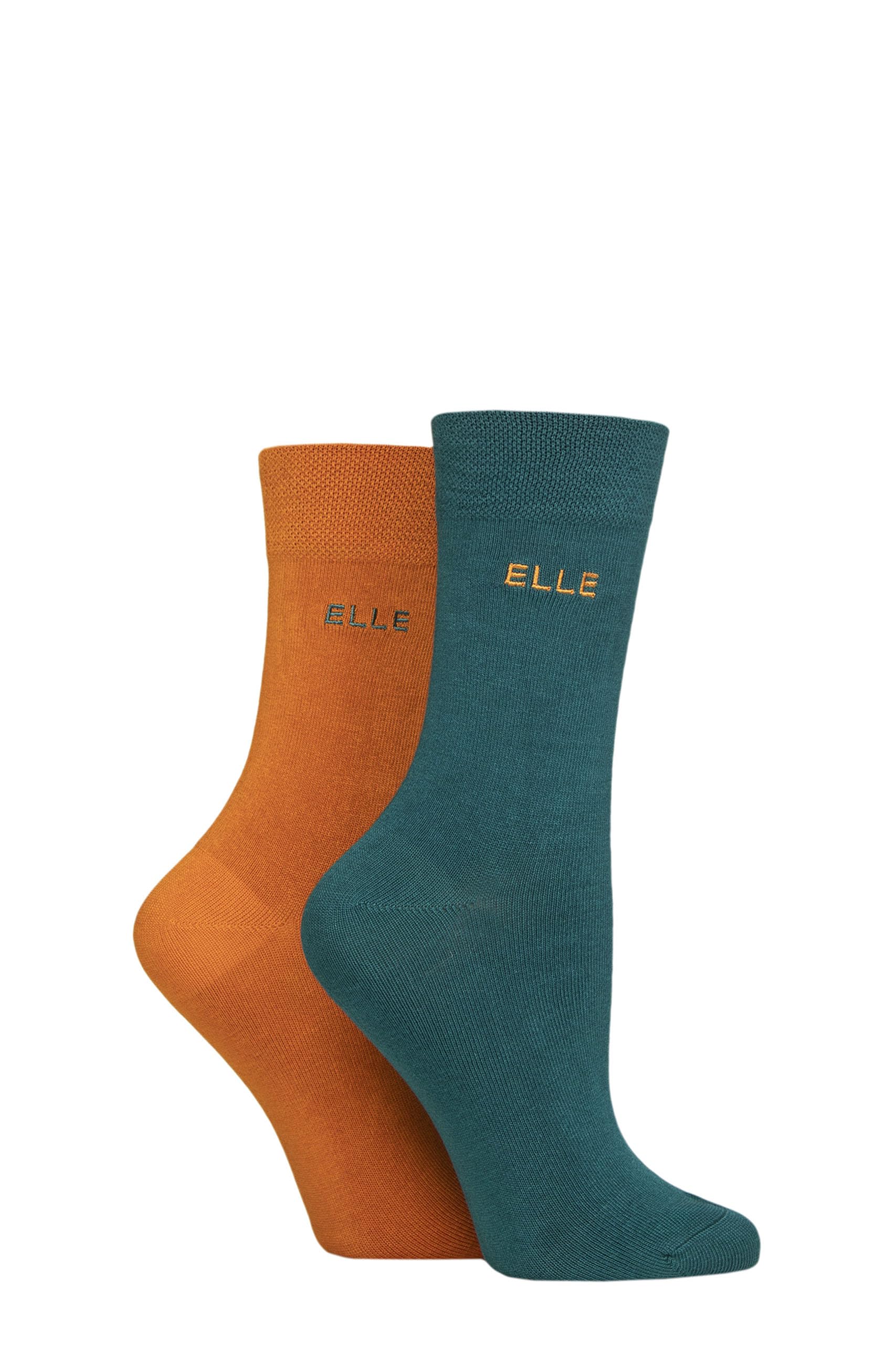 ELLE Ladies Bamboo Fibre Socks - Soft, Breathable & Cooling Plain Socks in a Multipack of 2 Pairs Sizes 4-8 Marmalade