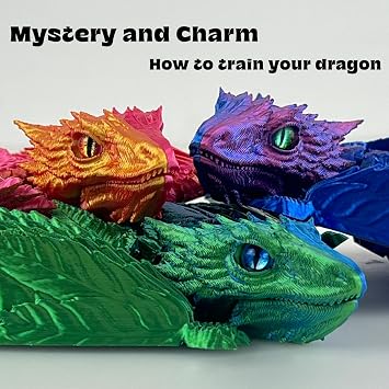 Winged Wyvern Dragon, 3D Printed Dragon, Winged Articulating Dragon, 3D Printing Toys, Desktop Pets - Perfect for Fantasy Lovers Luminous Blue