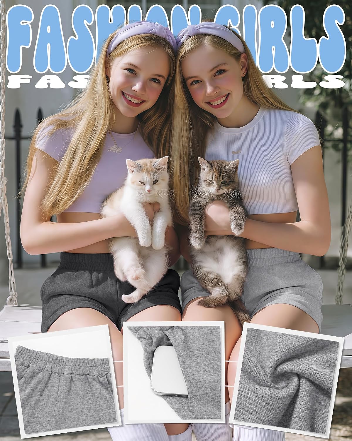3 Pack Girls Shorts Kids Athletic Summer SweatShorts Casual Teen Cute Loose Elastic Waist Clothes with Pockets