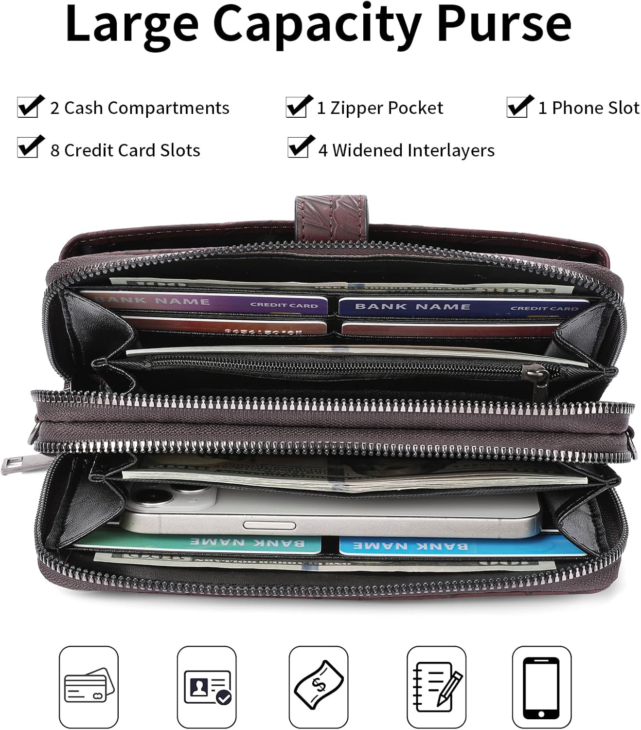 SENDEFN Wristlet Wallet Small Cell Phone Purse Crossbody Bags for Women | Small, Cell Phone Purse - Image 3