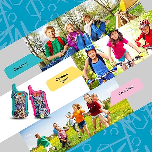 Miniatura 6 de Walkie Talkies para niños, 22 canales de largo alcance Walkie Talkies para niños y niñas de 4 a 12, juguete de radio de 2 vías, juguetes de equipo