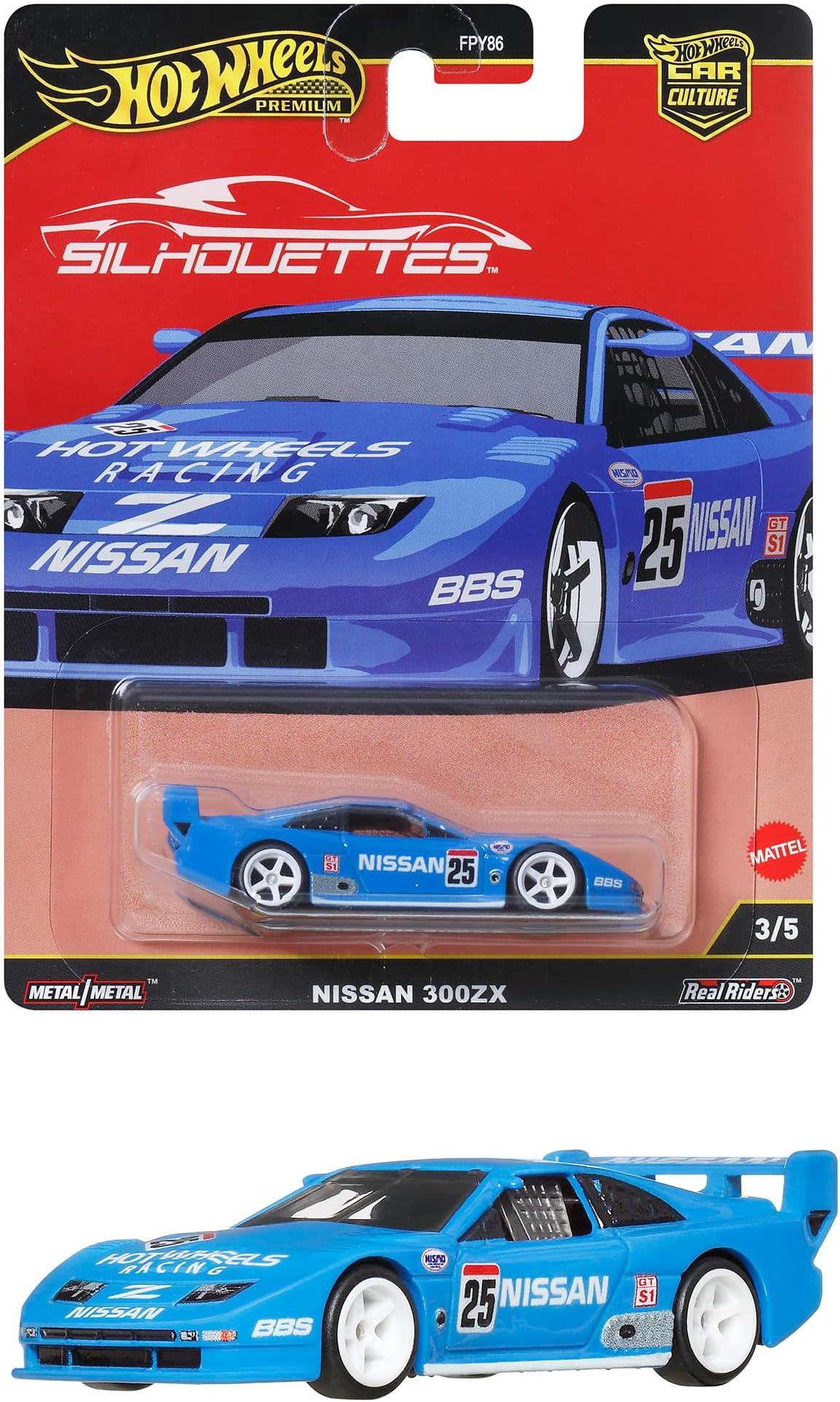 Car Culture Silhouette Nissan 300ZX Toy Vehicle Mini Car, Ages 3 and Up, Blue JBK61