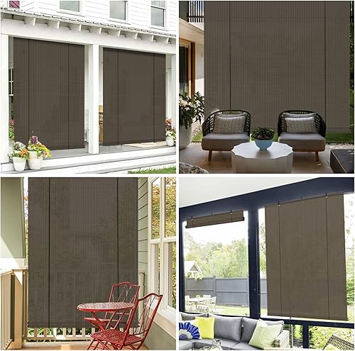 Miniatura 5 de AwnPro Persianas opacas enrollables para exteriores, 4 pies de ancho x 6 pies de alto, para pérgola, balcón, porche, cochera, terraza (marrón)