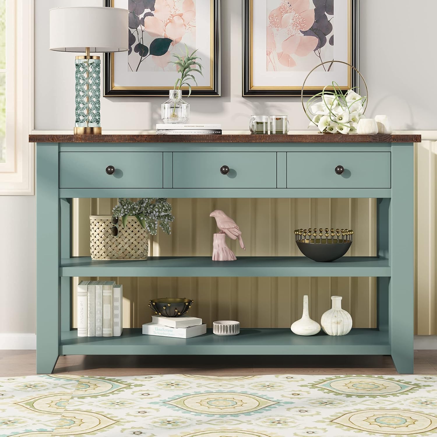pics Foyer Console Tables With Drawers buy farmhouse wood console table 48