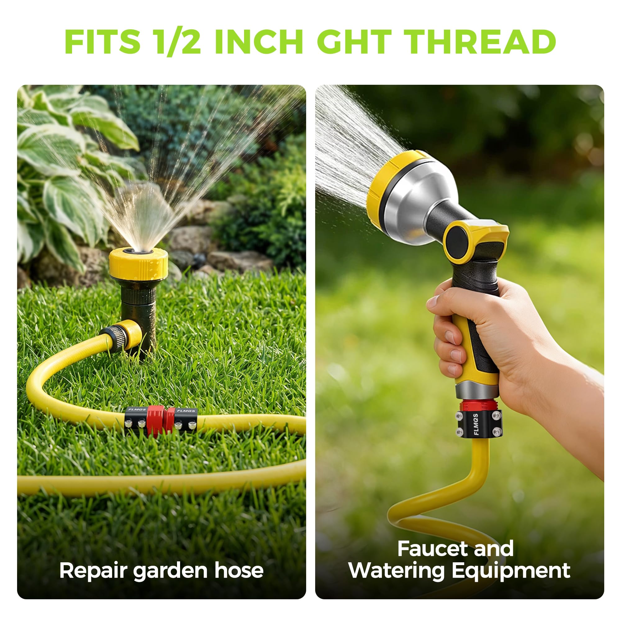 Kit di riparazione per tubi da giardino con morsetto stretto aggiornato, 3 set di connettori per tubi in lega di alluminio resistente, adatto per tubi da 1/2", include 6 rondelle aggiuntive, a