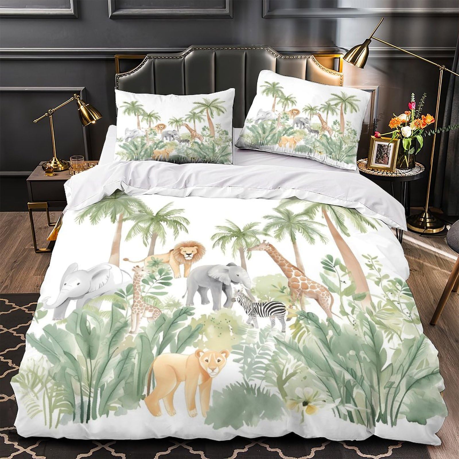 Housse de couette 200x200 fermeture éclair pour lit garçon safari