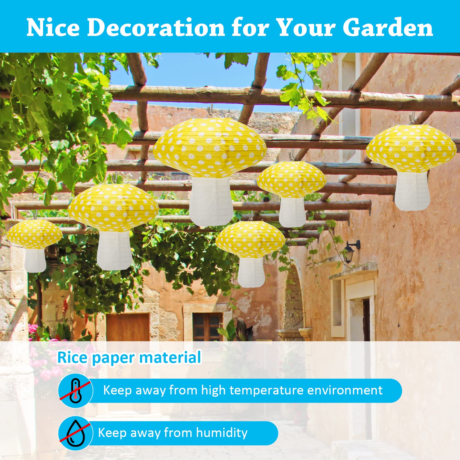 6cs Mushroom Shaped Paper Lanterns - Windspeed Large 3D
