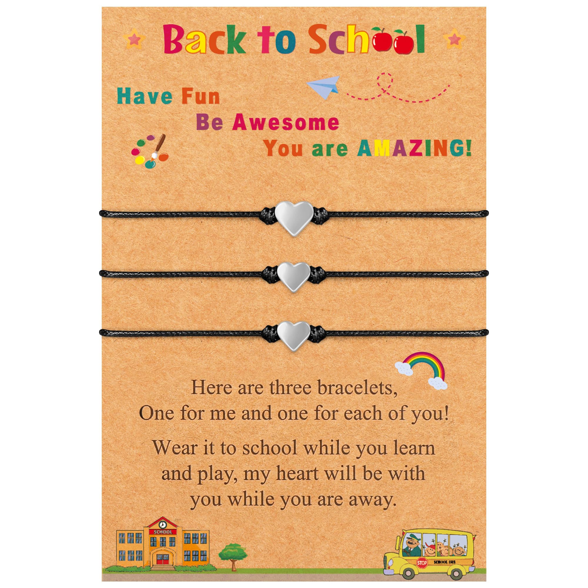 EOBOH Back to School Supplies, Back to School Bracelet Mommy and Me, Prek Matching Wish Bracelets Set, Adjustable Bracelet for Boys Girls Gifts Stuff Bulk