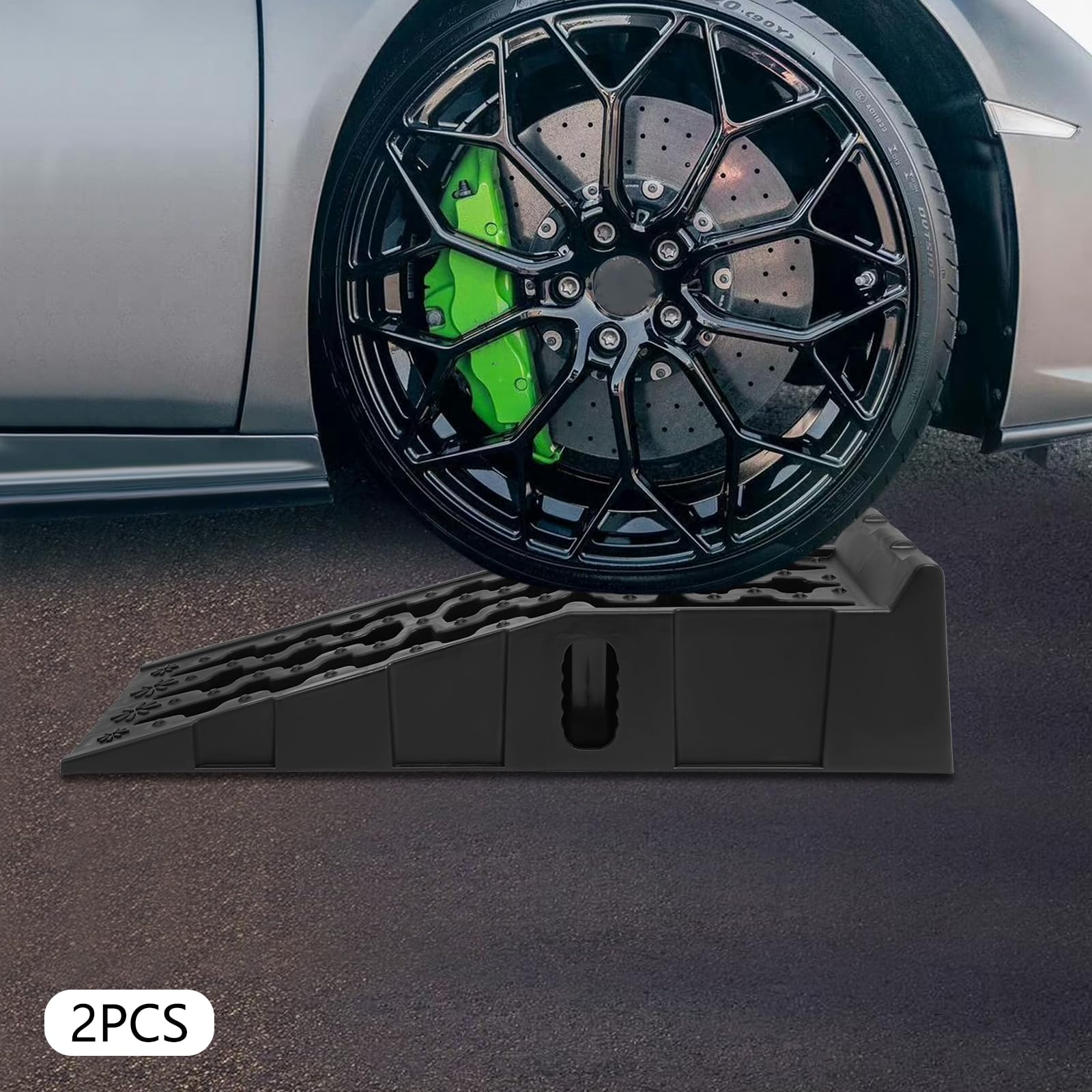 2 rampas de acceso con tope de paso, rampas de plástico antideslizante de hasta 7,25 toneladas, plataforma elevadora para coches, SUV, camiones, 90 x 28 x 22 cm, carga pesada para cambiar el aceite y